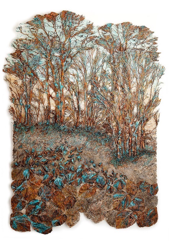 bosque turquesa textiles entre pintura y escultura Lesley Richmond imagenes y arte
